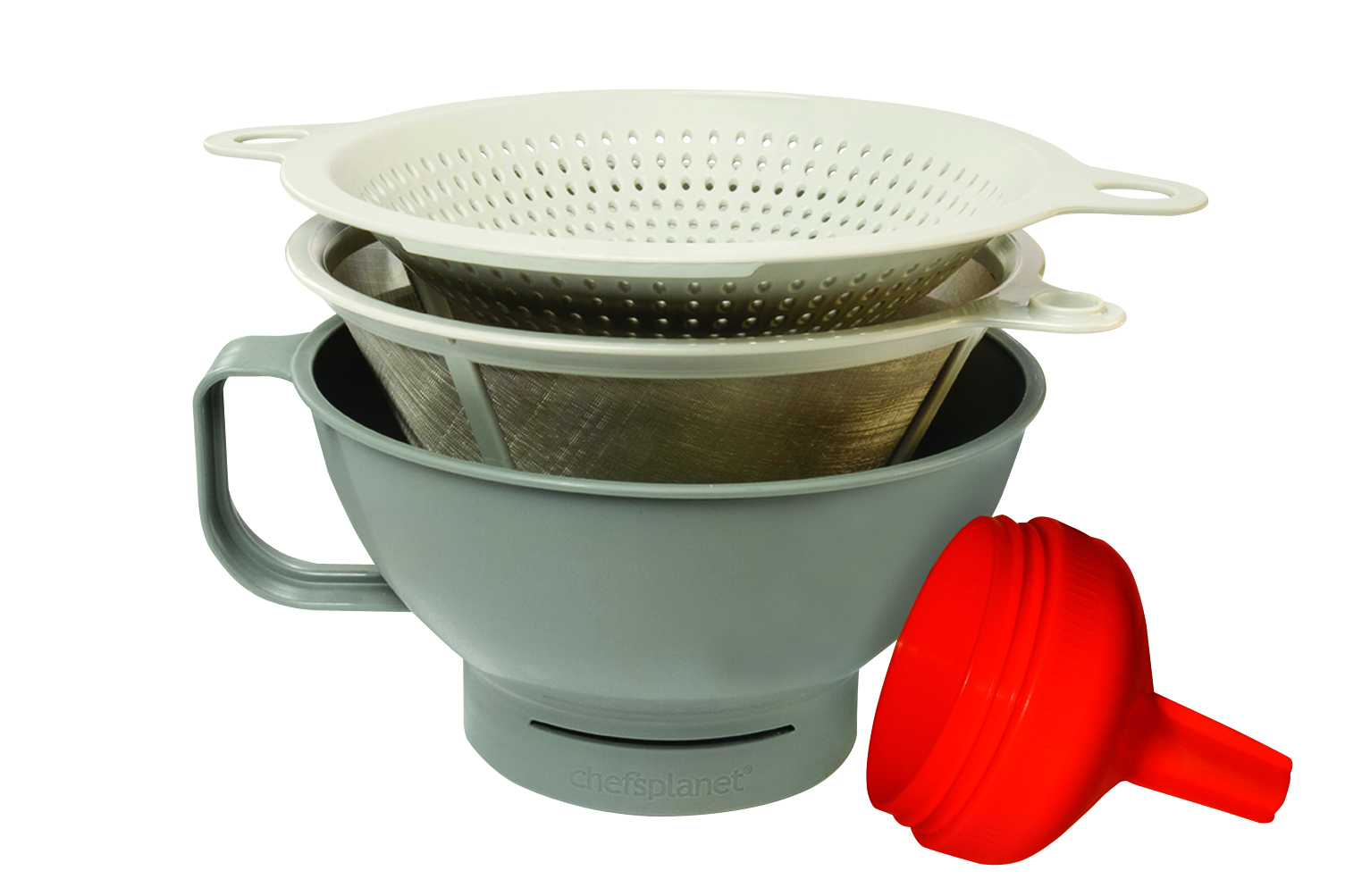 King Kooker 8-inch Plastic Oil Funnel with Stainless Steel Mesh Filter 100F 